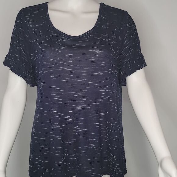 Bobeau Blue & White Short Sleeve Top - Picture 1 of 11